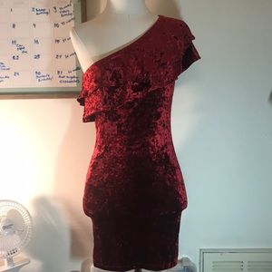 Forever 21 Crushed Velvet One-Shoulder Dress